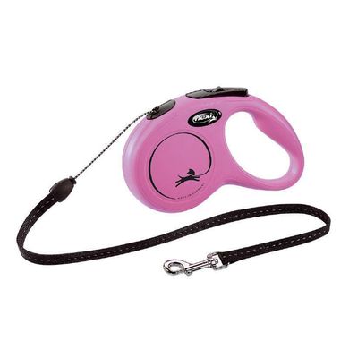 Flexi (Флекси) New Classic S - Поводок-рулетка для собак мелких пород, трос (5 м, до 12 кг) S Розовый