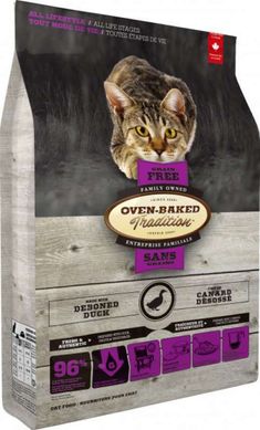 Oven-Baked (Овен-Бэкет) Tradition Grain-Free Duck Formula - Беззерновой сухой корм со свежим мясом утки для кошек разных пород на всех этапах жизни 350 г