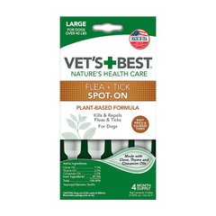 VET`S BEST (Ветс Бест) Flea&Tick Spot On Tubes Small - Средство от блох и клещей для собак, 4 пипетки до 7 кг