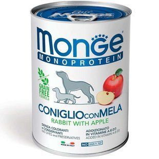 Monge (Монж) Dog Monoprotein Fruit Rabbit with Apple &ndash; Монопротеиновый паштет с кроликом и яблоком для собак всех пород 400 г