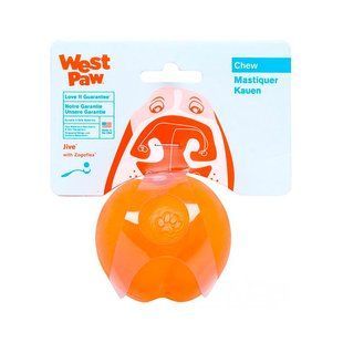 West Paw (Вест Пау) Jive Dog Ball - Игрушка супер-м&rsquo;яч для собак, Оранжевый, 5 см