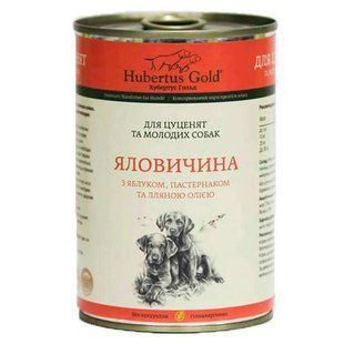 Hubertus Gold (Хубертус Голд) - Консервированный корм Говядина с Яблоком и Пастернаком для щенков и молодых собак, 400 г