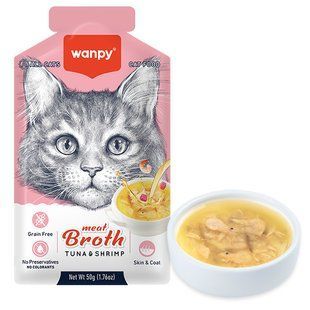 Wanpy (Ванпі) meat broth tuna&shrimp - ласощі суп з тунцем і креветками беззерновий рідкий корм для котів, пауч 50 г
