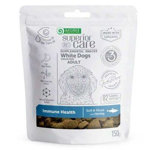 Nature's Protection (Нэйчерз Протекшн) Superior Care White Dogs Immune Health - Беззерновые лакомства с сельдью для взрослых собак с белым окрасом, 150 г