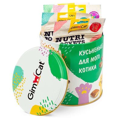 GimCat (ДжимКэт) Nutri Pockets – Набор витаминных лакомств 4 вида в металлической банке 4х60 г