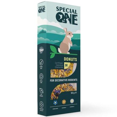Special One (Спешл Ван) Donuts - Пончики "Волошка, календула, ромашка" на трав'яній основі для декоративних гризунів 50 г