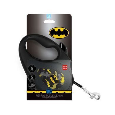 Collar (Коллар) WAUDOG Roulette Leash - Повідець-рулетка для собак з малюнком "Бетмен Візерунок" S Чорний