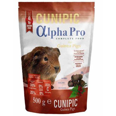 Cunipic (Кунипик) Alpha Pro Guinea Pig Food - Гранулированный корм для молодых и взрослых морских свинок 500 г