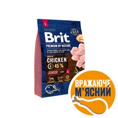 Brit Premium (Бріт Преміум) by Nature JUNIOR L - Сухий корм з куркою для цуценят і молодих собак великих порід 3 кг