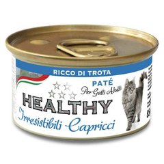 Healthy (Хэлси) Irresistibili Capricci - Консервированный корм с форелью для требовательных котов (паштет) 85 г