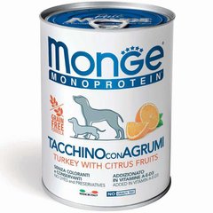 Monge (Монж) Dog Monoprotein Fruit Turkey with Citrus – Монопротеїновий паштет з індичкою та цитрусовими для собак 400 г