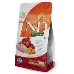 Farmina (Фарміна) N&D Grain Free Pumpkin Quail & Pomegranate Neutered Adult Cat - Сухий корм із перепілкою, гарбузом і гранатом для стерилізованих кішок і кастрованих котів 300 г