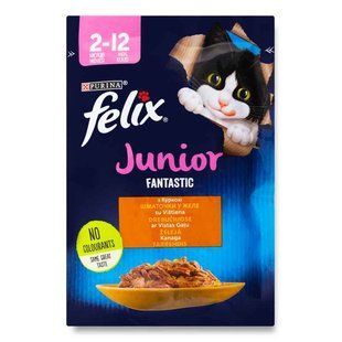 Felix (Феликс) Junior Fantastic - Влажный корм с курицей для котят (кусочки в желе) 85 г