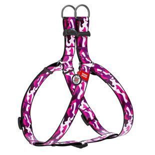 Collar (Коллар) WAUDOG Nylon - Шлея для собак анатомічна з малюнком "Рожевий камо" і QR паспортом 1,5х40-55 см