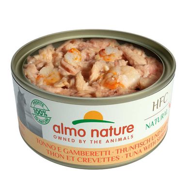Almo Nature (Альмо Натюр) HFC Natural Adult Cat Tuna&Shrimp - Консервированный корм с тунцом и креветками для взрослых кошек (кусочки в желе) 70 г