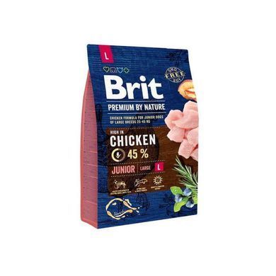 Brit Premium (Брит Премиум) by Nature JUNIOR L - Сухой корм с курицей для щенков и молодых собак крупных пород 3 кг