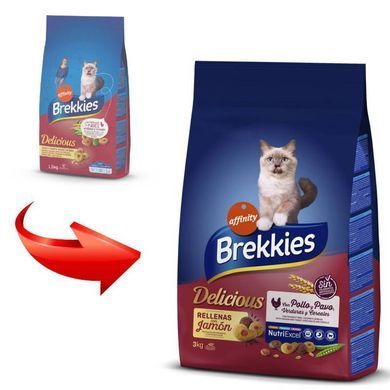 Brekkies (Брекіс) Cat Delice Meat - Сухий корм з куркою, перепілкою і шинкою для котів 1,5 кг