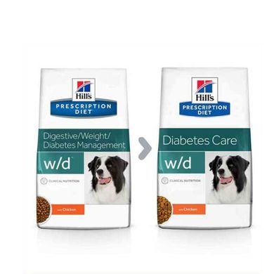 Hill's (Хиллс) Prescription Diet w/d Diabetes Care - Корм-диета c курицей для собак при сахарном диабете, избыточном весе 1,5 кг