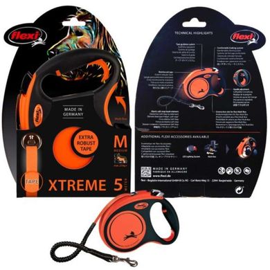 Flexi (Флексі) Extreme Tape - Повідець-рулетка з амортизатором Екстремальна міцність для собак, стрічка S (5 м; до 20 кг)