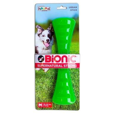 Bionic (Біонік) Opaque Stick &ndash; Іграшка суперміцна Опак Стік Гантель з нішами для ласощів для собак, Зелений, 19х5х4,3 см