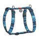 Collar (Коллар) WAUDOG Nylon - Анатомічна H-подібна шлея для собак з малюнком "Етно синій" і QR паспортом L/50-90х60-100 см
