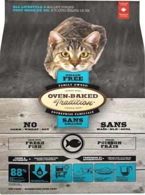 Oven-Baked (Овен-Бэкет) Tradition Grain-Free Fish Formula - Беззерновой сухой корм со свежим мясом рыбы для кошек разных пород на всех этапах жизни 350 г