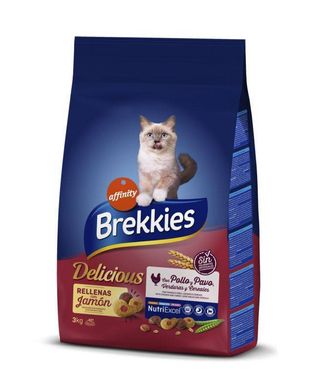 Brekkies (Брекис) Cat Delice Meat - Сухой корм с курицей, перепелкой и ветчиной для котов 20 кг
