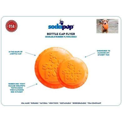 SodaPup (Сода Пап) Bottle Top Flyer Small &ndash; Игрушка Фризби з каучуку для собак и щенков, Розовый, 17х17 см