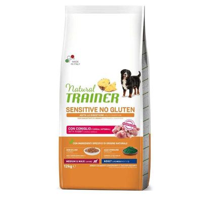 Trainer (Трейнер) Natural Sensitive No Gluten Medium&Maxi Adult Rabbit - Сухой корм с кроликом и цельными злаками для собак средних и крупных пород с чувствительным пищеварением 12 кг