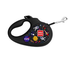Collar (Коллар) WAUDOG Roulette Leash - Повідець-рулетка для собак з малюнком "NASA" XS Чорний