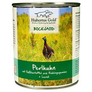 Hubertus Gold (Хубертус Голд) Perlhuhn mit Susskartoffel &ndash; Консервированный корм Цесарка со сладким картофелем, овощами и льняным маслом для собак, 800 г