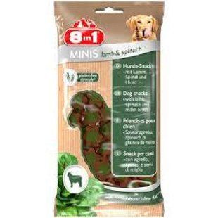 8in1 (8в1) Minis Lamb & Spinach - Лакомство для собак c ягненком и шпинатом, 100 г