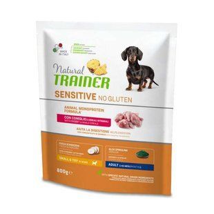 Trainer (Трейнер) Natural Sensitive No Gluten Mini Adult Rabbit - Сухий корм із кроликом і цільними злаками для собак дрібних порід із чутливим травленням 800 г