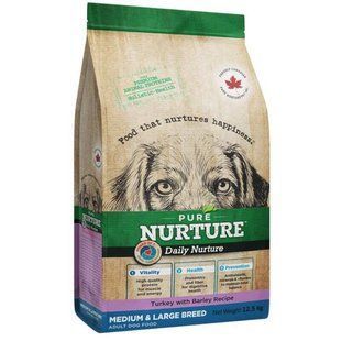 Pure Nurture (Пюр Нюртюр) Daily Power of 3 Medium & Large Adult - Сухой корм с индейкой и ячменем для взрослых собак средних и крупных пород, 12,5 кг