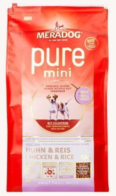 Mera (Мера) Dog Pure Mini Adult - Сухий корм для дорослих собак-алергіків дрібних порід з куркою і рисом 300 г