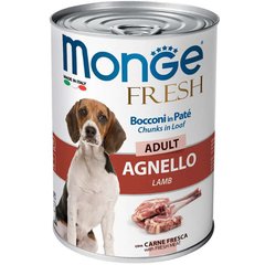 Monge (Монж) Fresh Dog Adult Lamb – Консервированный корм с ягненком для взрослых собак всех пород (кусочки в паштете) 400 г