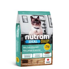 Nutram (Нутрам) I19 Ideal Solution Support Sensitive Skin, Coat & Stomach Cat - Сухий корм з куркою та рисом для турботи про стан шкіри та шлунку у котів 340 г