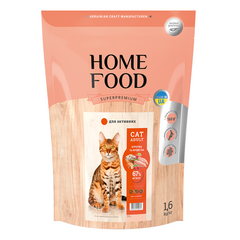 Сухий корм HOME FOOD (Хоум фуд) для дорослих активних котів - Курочка та креветка 1.6 кг