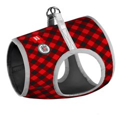Collar (Коллар) WAUDOG Clothes - Мягкая шлея для собак c рисунком "Шотландка красная" и QR паспортом 24-27/18-20 см