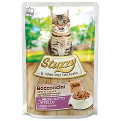 Stuzzy (Штузи) Cat Ham and Veal – Консервированный влажный корм с ветчиной и телятиной в желе для кошек, пауч 85 г