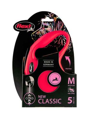 Flexi (Флексі) New Classic M - Повідець-рулетка для собак середніх порід, трос (5 м, до 20 кг) M Чорний