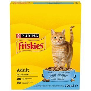 Friskies (Фрискис) by Purina - Сухой корм с лососем и овощами для взрослых кошек, 300 г