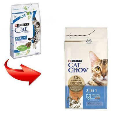 Cat Chow (Кэт Чау) 3 in 1 - Сухой корм для котов с формулой тройного действия 400 г