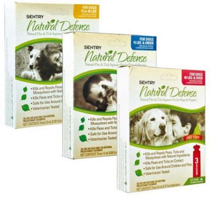 Sentry Natural Defense (Сентри Нейчерс Дефенс) Flea & Tick Squeeze-on for Dogs & Puppies - Противопаразитарные капли на холку от блох и клещей для собак и щенков до 7 кг