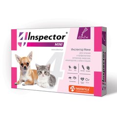 Inspector (Інспектор) Mini - Протипаразитарні краплі для собак і котів від бліх, кліщів, гельмінтів 0,5-2 кг