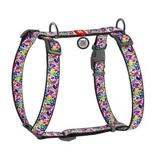 Collar (Коллар) WAUDOG Nylon - Анатомическая H-образная шлея для собак c рисунком "Волшебные цветы" и QR паспортом L/50-90х60-100 см