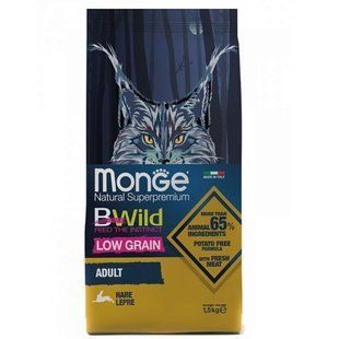 Monge (Монж) BWild Low Grain Hare Adult Cat - Сухой низкозерновой корм с мясом зайца для взрослых кошек, 10 кг