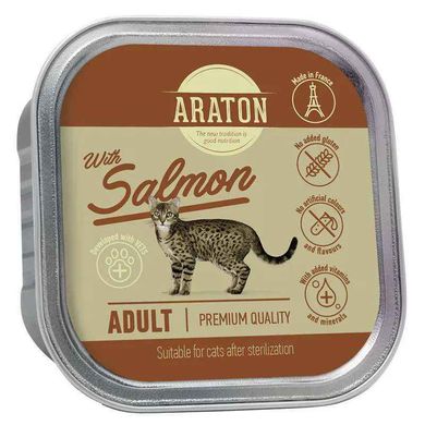Araton (Аратон) Adult cat with Salmon - Вологий корм з лососем для дорослих стерилізованих котів 85 г