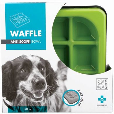 M-Pets (М-Петс) Waffle Slow Feed Bowl - Миска для повільного годування собак, що не ковзає 1,5 л Салатовий