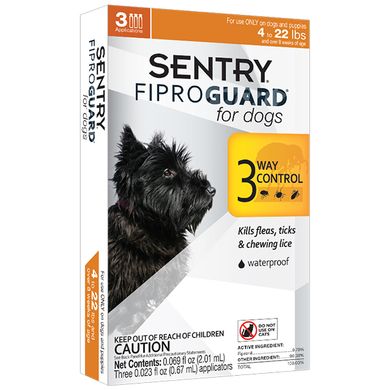 Sentry (Сентрі) FiproGuard for dog - Краплі ФіпроГард для собак від бліх, вошей і кліщів, 1 піпетка 2-10 кг